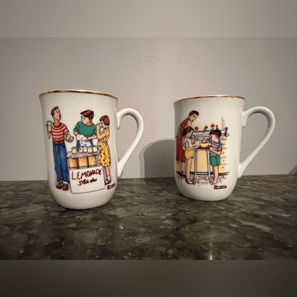 1982 Normal Rockwell Good Old Days Vintage Mugs